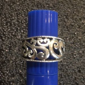 Sterling Silver Open Scroll Wide Band Ring
